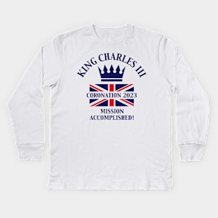 King Charles 3rd / Mission Accomplished (Navy) Kids Long Sleeve T-Shirt